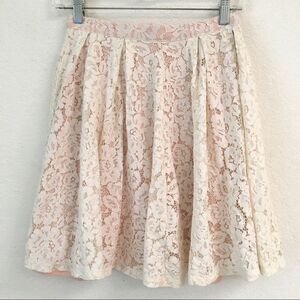 Y2K Forever 21 peach & lace overlay mini skirt XS